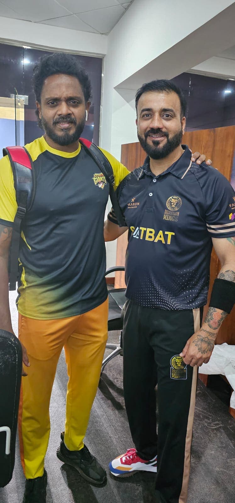 Founders together in Rajasthan Kings team kit.