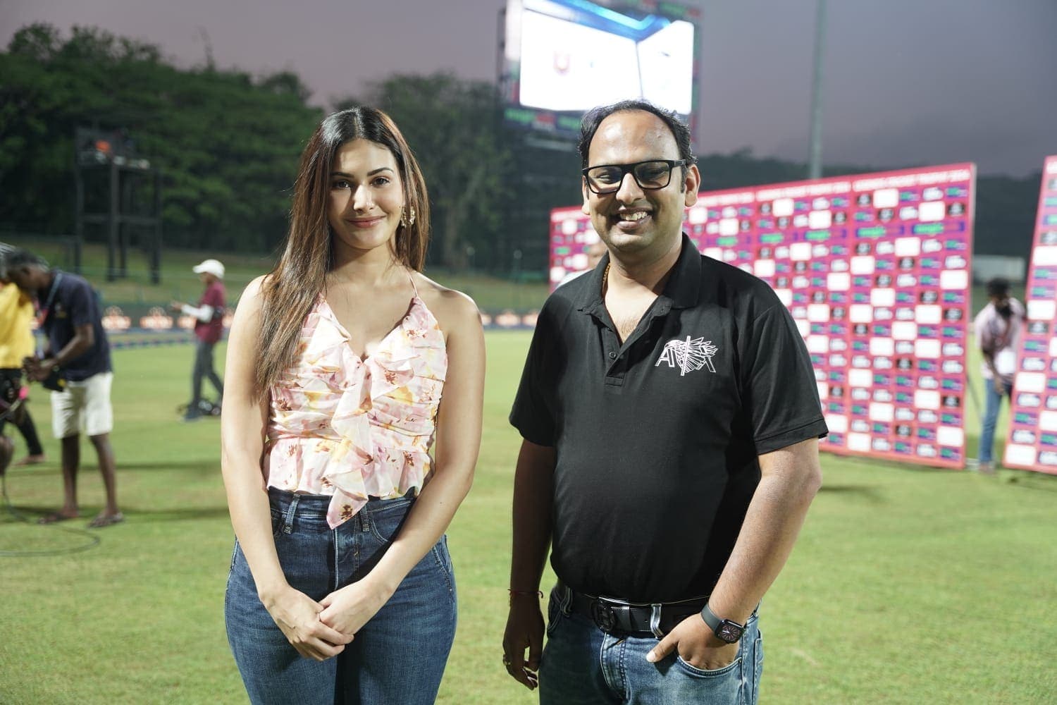 Rohit Bawri with a guest pitchside on matchday.