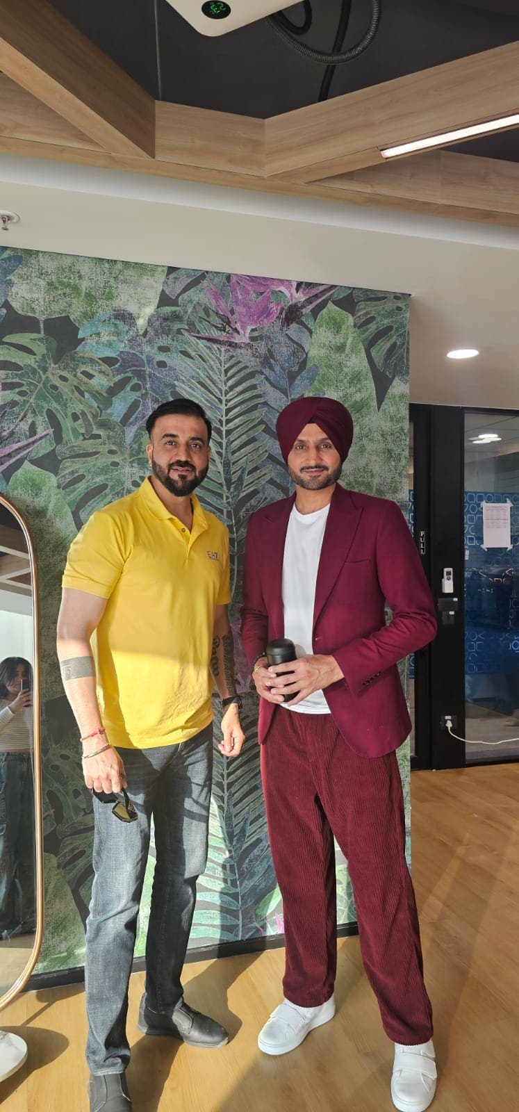Gaurav Sachdeva with Harbhajan Singh.