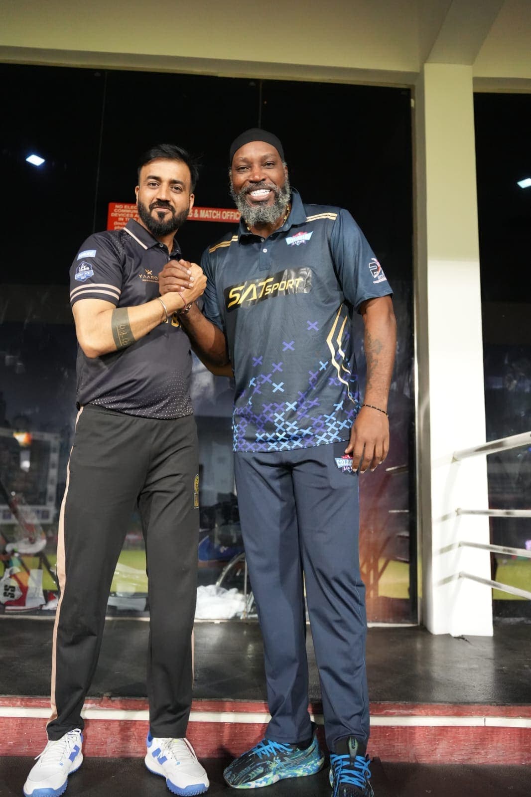 Gaurav Sachdeva with Chris Gayle.