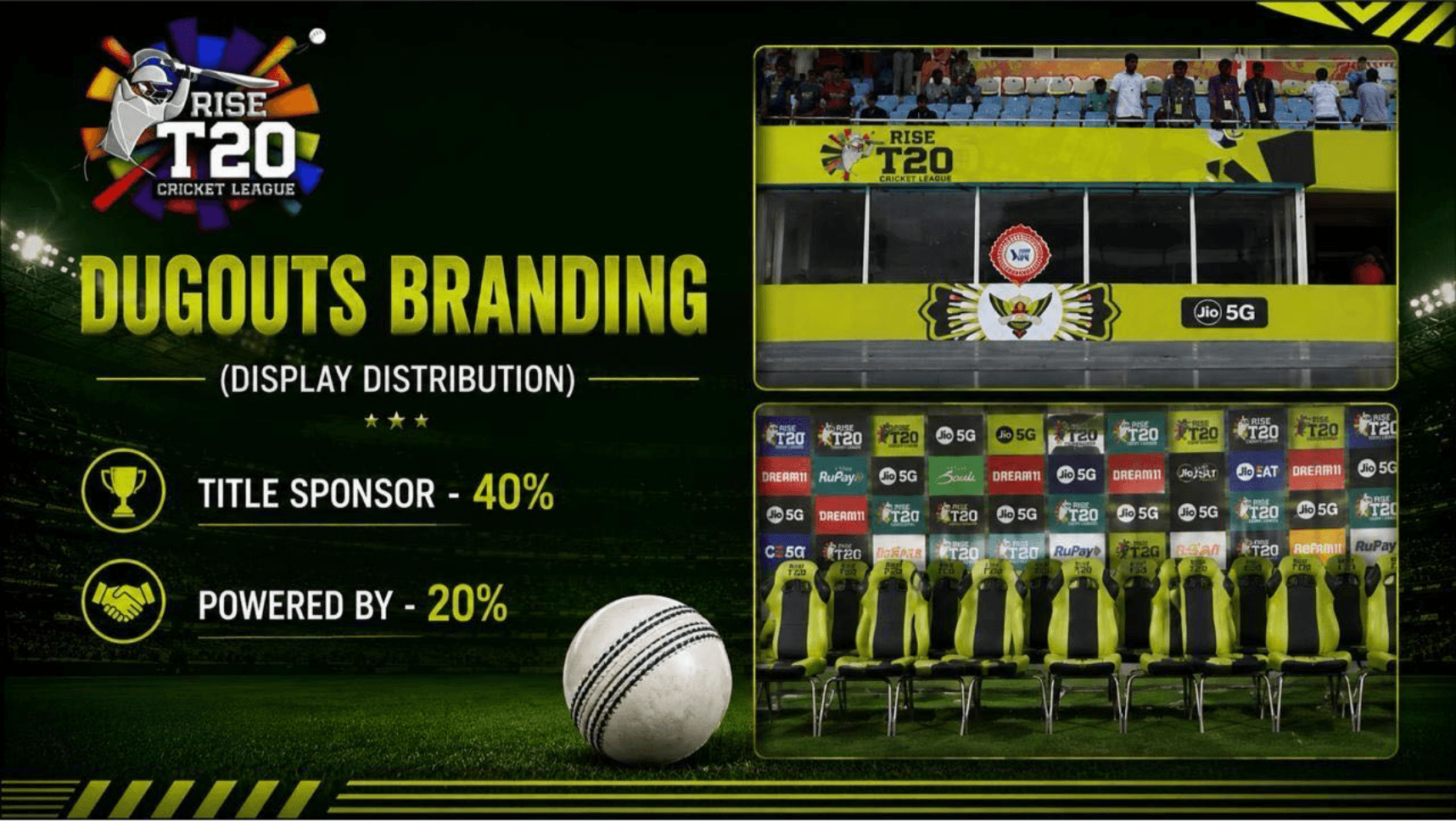 Team dugout branded with sponsor panels