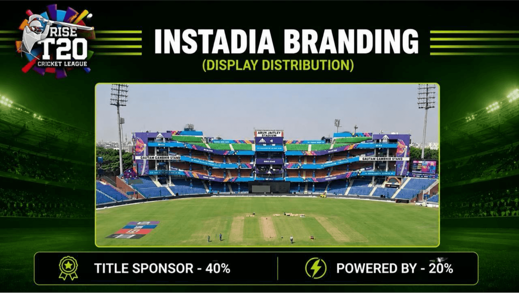 In-stadium tier branding at a cricket stadium